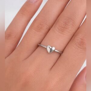 Silver 925 Heart Ring Band minimalist Dainty stackable